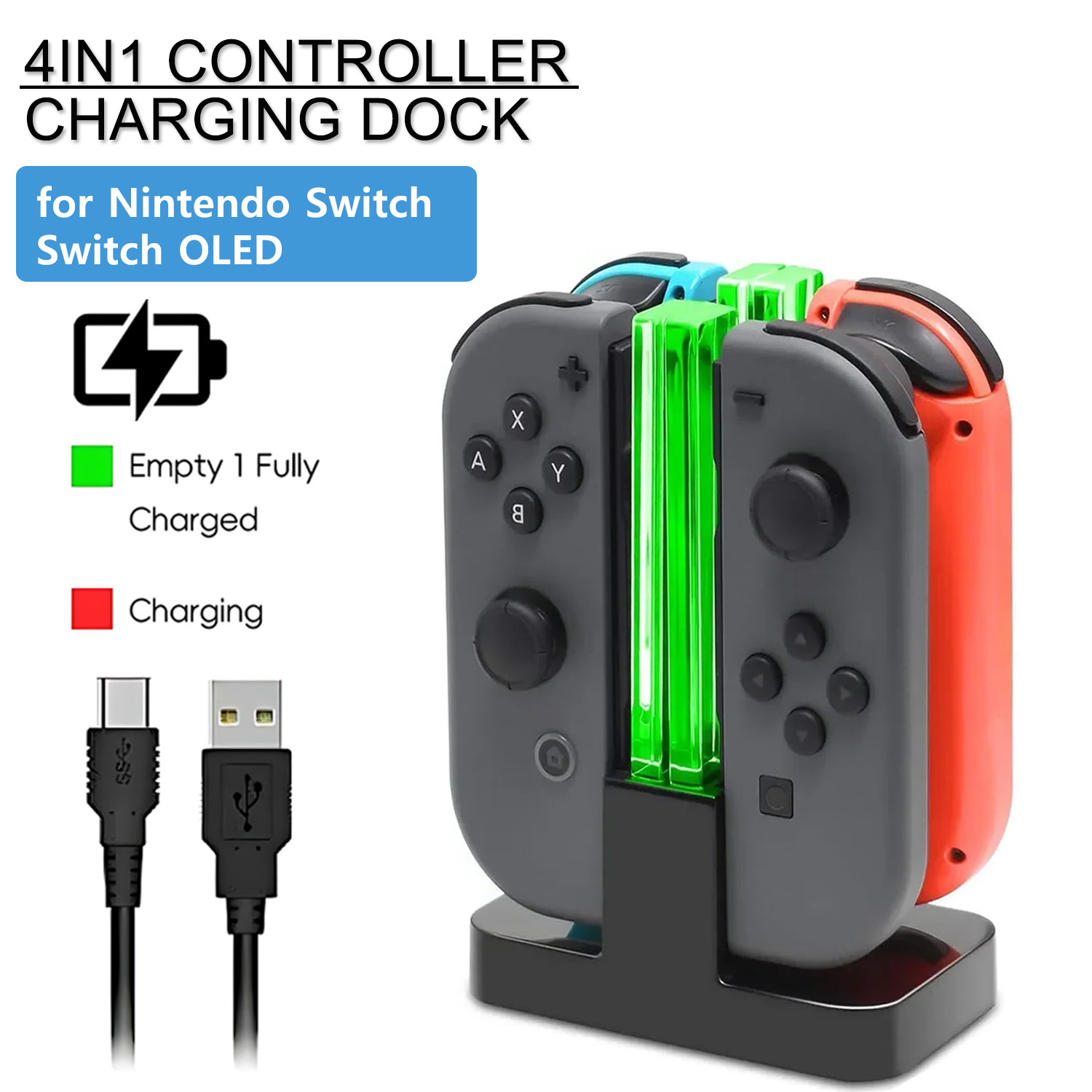 Controller Charging Stand - 4 In 1 LED Charger Stand